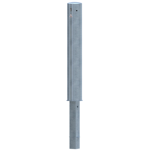Barrier bollard | tubular steel  152 x 3.2 mm | removable | with triangular lock or profile cylinder lock | hot-dip galvanized | removable, with profile cylinder lock